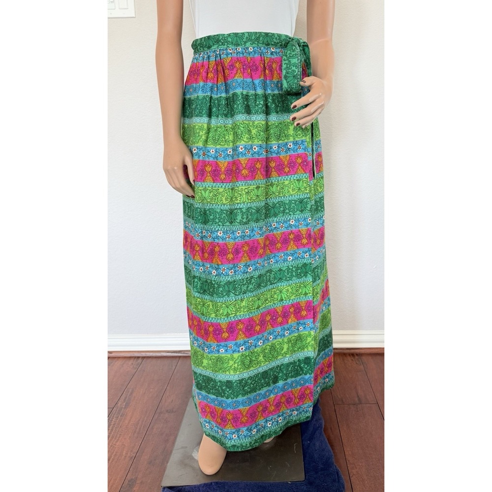 Alice Of California Maxi Wrap Skirt Vintage 60s 70s Psychedelic Floral